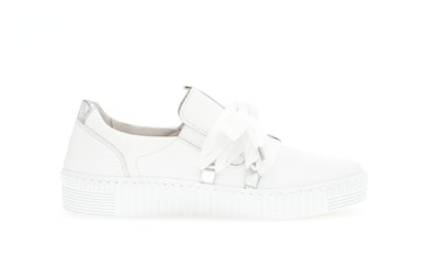 GABOR - 83.333.21 FLAT SLIP-ON SHOE - WHITE LEATHER