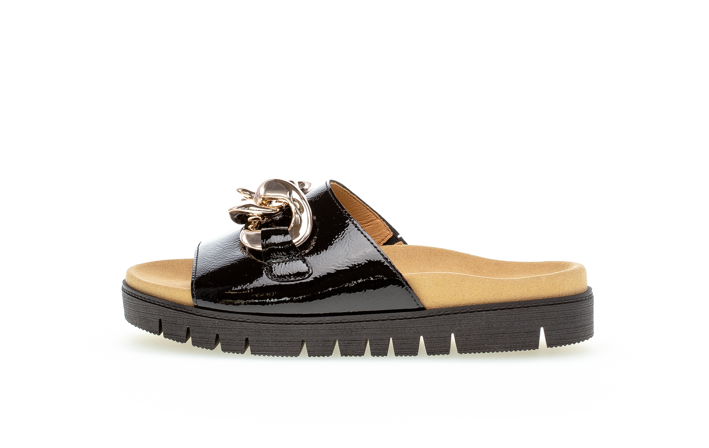 GABOR - 83.743.97 LOW WEDGE MULE - BLACK PATENT