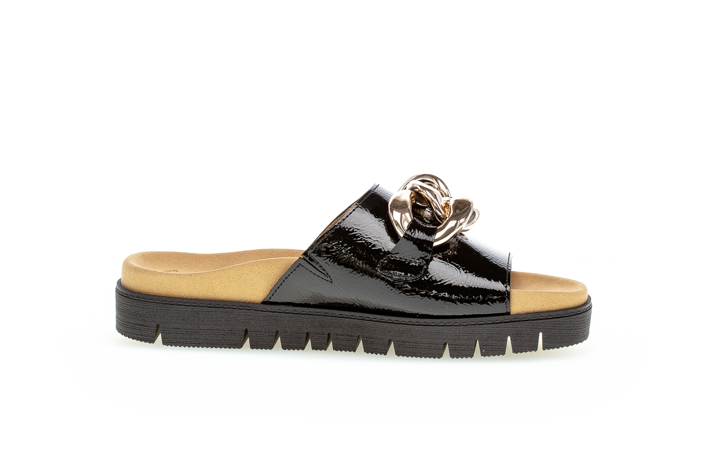 GABOR - 83.743.97 LOW WEDGE MULE - BLACK PATENT
