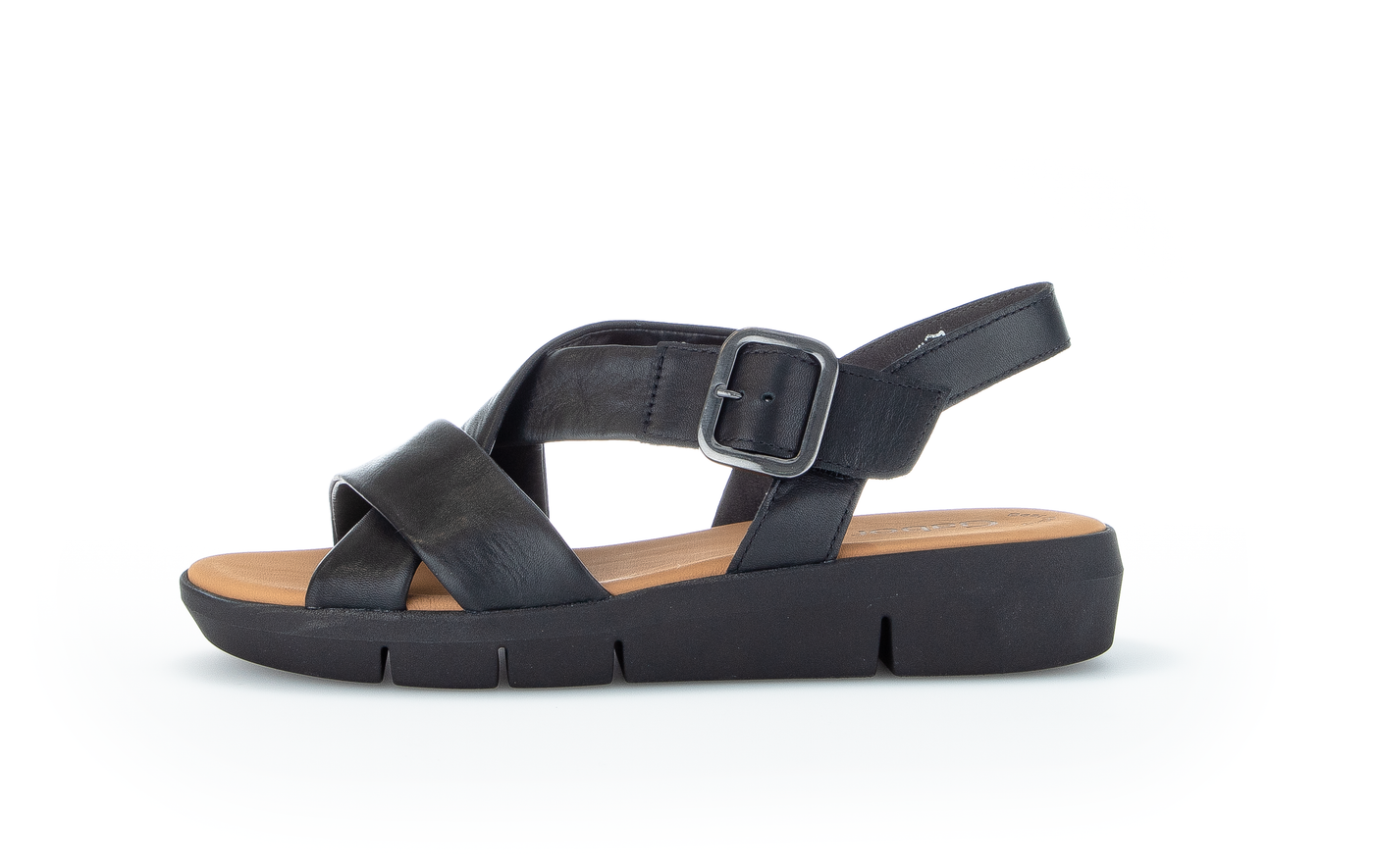 GABOR - 84.603.27 FLAT COMFORT SANDAL - BLACK LEATHER