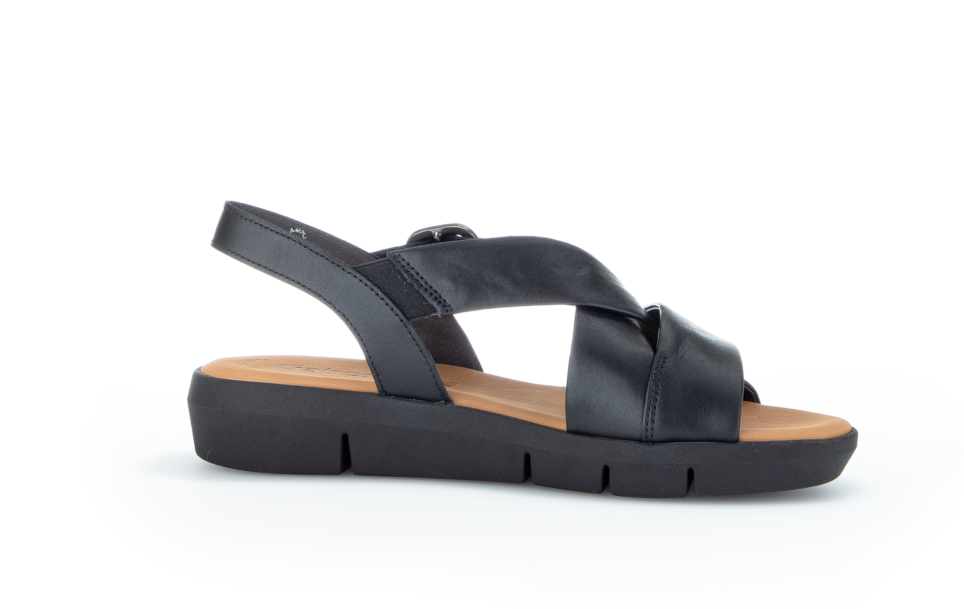 GABOR - 84.603.27 FLAT COMFORT SANDAL - BLACK LEATHER