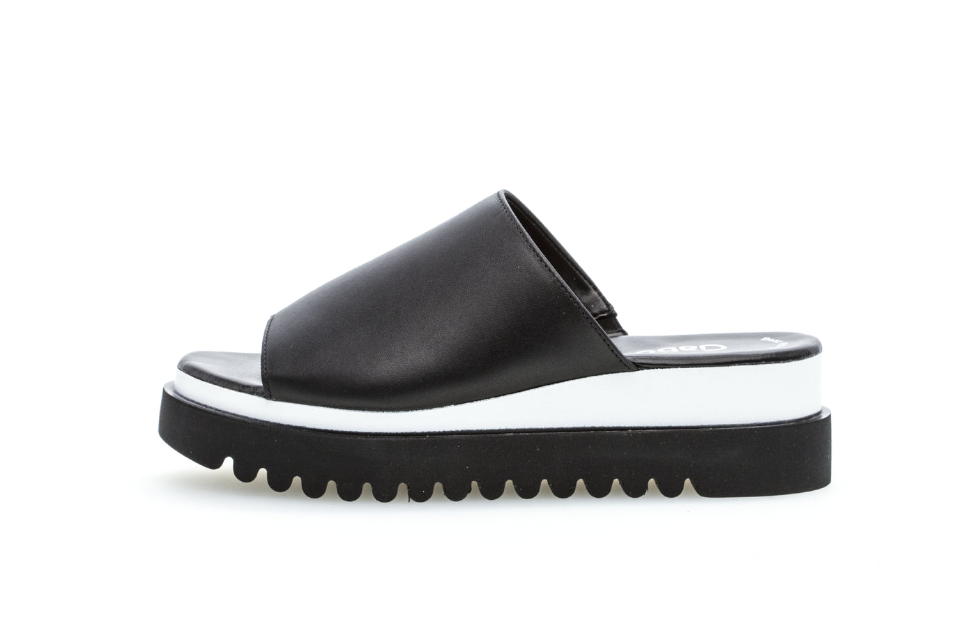 GABOR - 84.613.27 MEDIUM WEDGE MULE - BLACK LEATHER