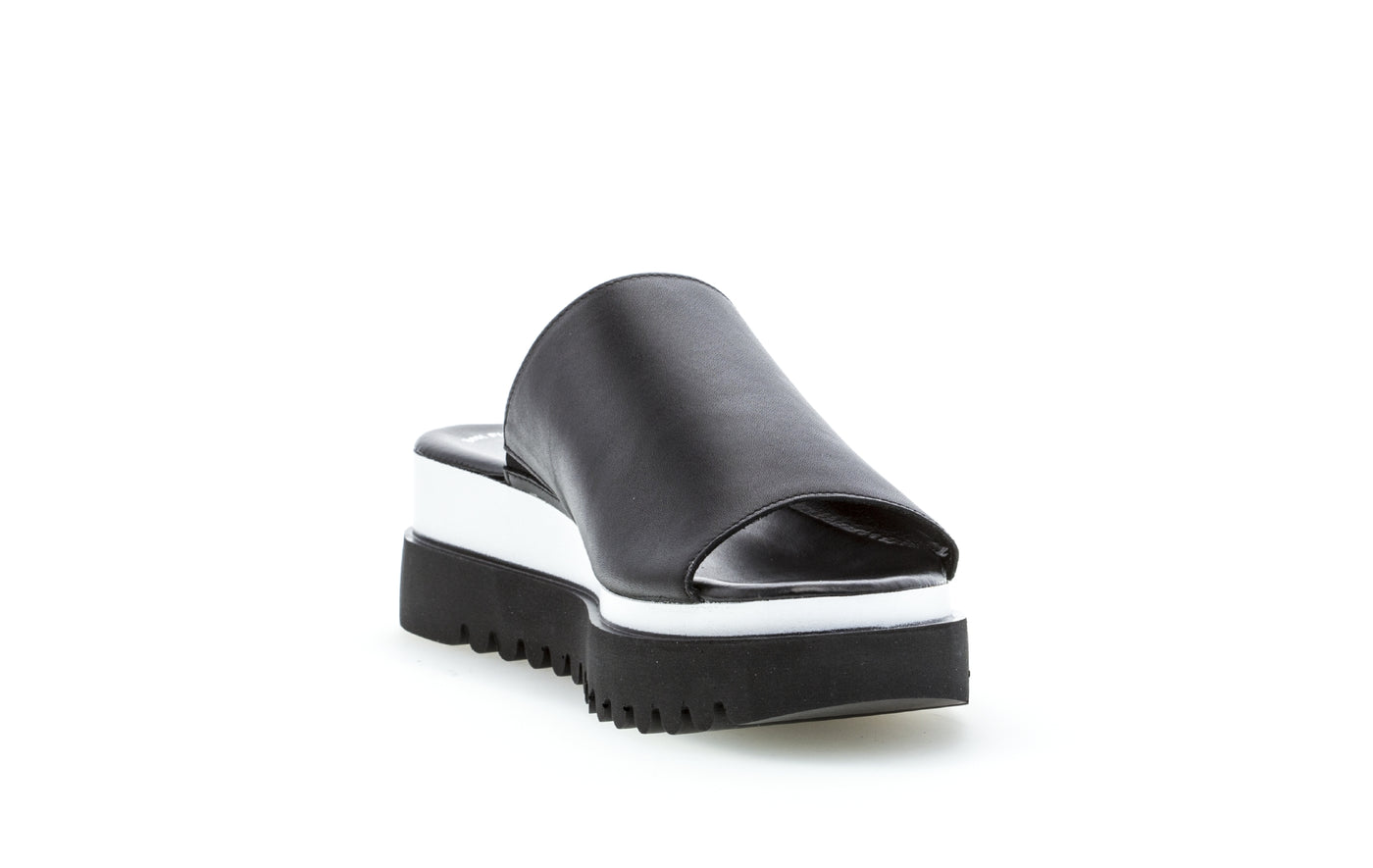 GABOR - 84.613.27 MEDIUM WEDGE MULE - BLACK LEATHER