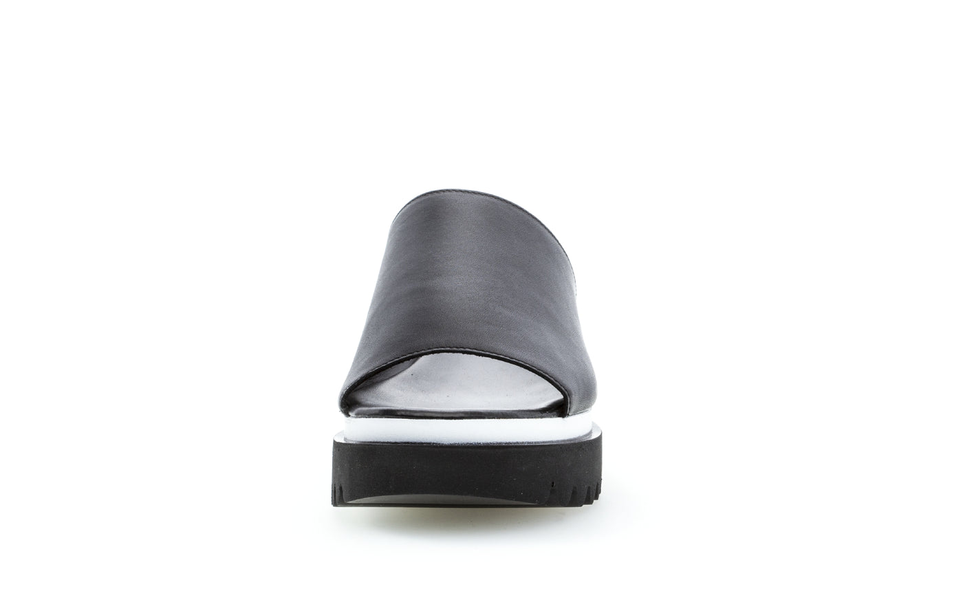 GABOR - 84.613.27 MEDIUM WEDGE MULE - BLACK LEATHER