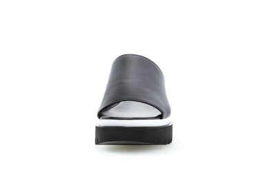 GABOR - 84.613.27 MEDIUM WEDGE MULE - BLACK LEATHER