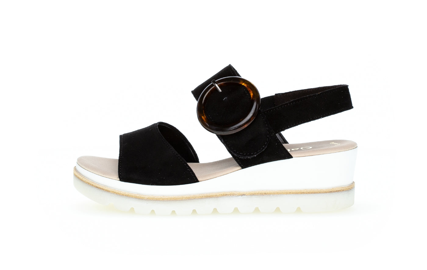 GABOR - 84.645.37 MEDIUM WEDGE SANDAL - BLACK SUEDE