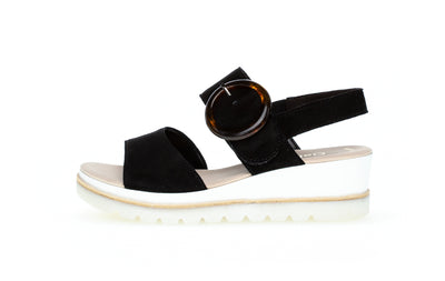 GABOR - 84.645.37 MEDIUM WEDGE SANDAL - BLACK SUEDE