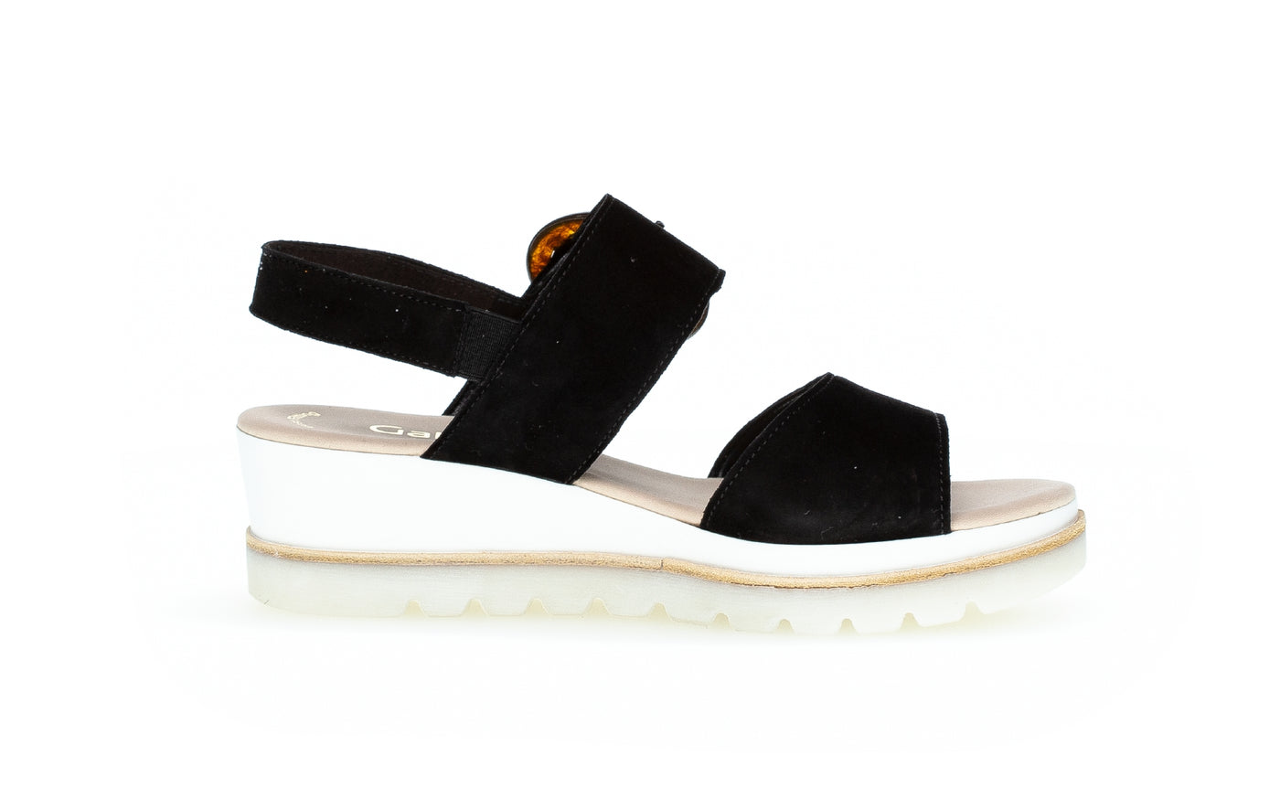 GABOR - 84.645.37 MEDIUM WEDGE SANDAL - BLACK SUEDE