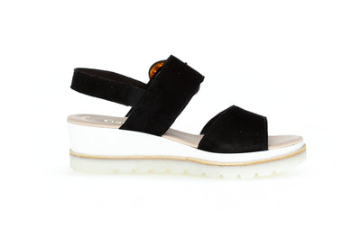 GABOR - 84.645.37 MEDIUM WEDGE SANDAL - BLACK SUEDE