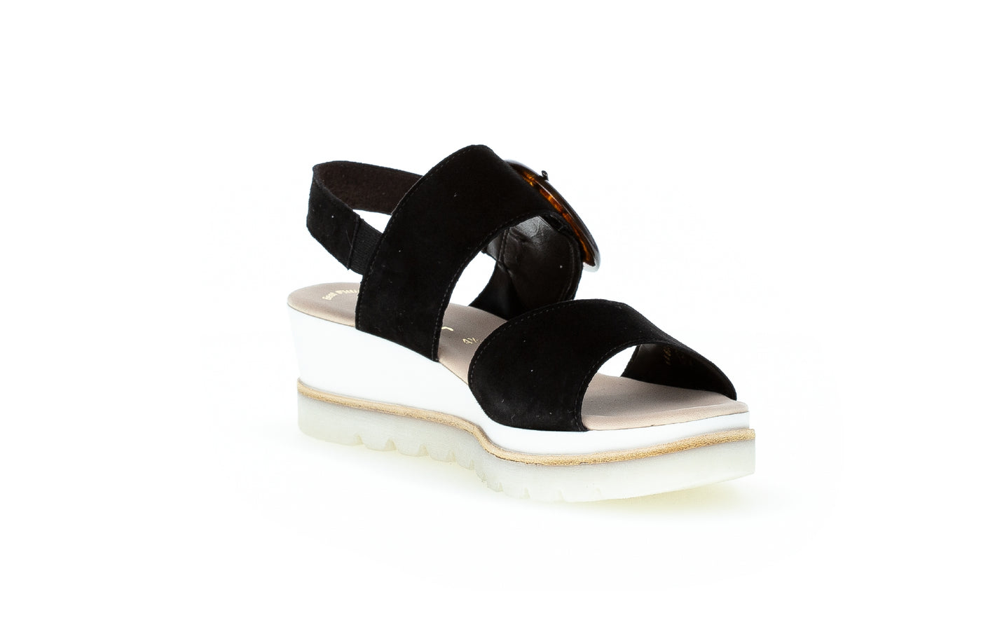 GABOR - 84.645.37 MEDIUM WEDGE SANDAL - BLACK SUEDE