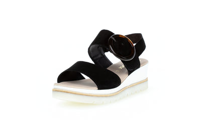 GABOR - 84.645.37 MEDIUM WEDGE SANDAL - BLACK SUEDE