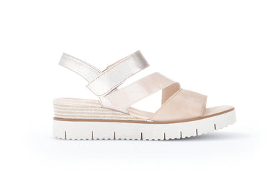 GABOR - 84.674.60 LOW WEDGE FASHION SANDAL - BEIGE COMB
