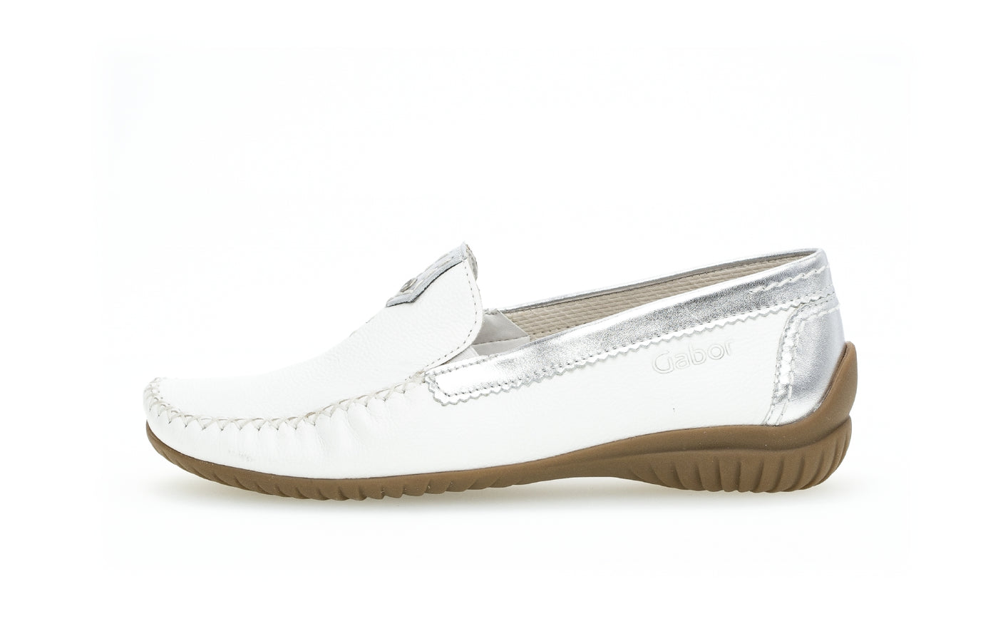 GABOR - 86.090.50 FLAT LOAFER - WHITE/SILVER