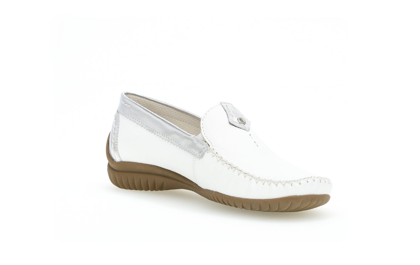 GABOR - 86.090.50 FLAT LOAFER - WHITE/SILVER