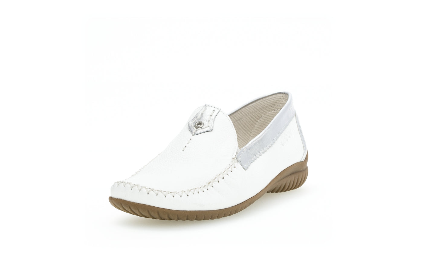 GABOR - 86.090.50 FLAT LOAFER - WHITE/SILVER