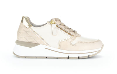 GABOR - 86.588.53 LOW WEDGE LACED FASHION SHOE - BEIGE LEATHER