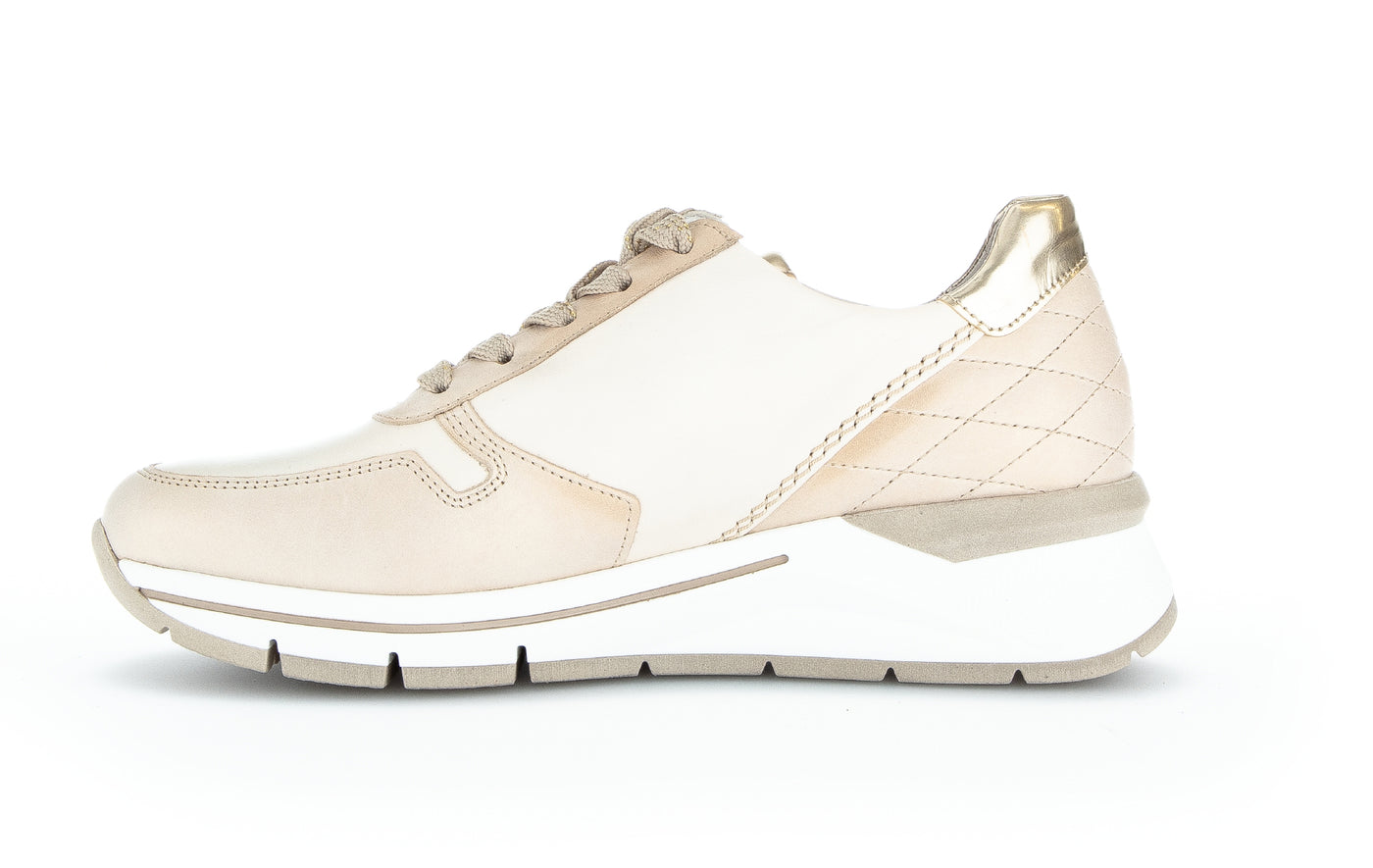 GABOR - 86.588.53 LOW WEDGE LACED FASHION SHOE - BEIGE LEATHER