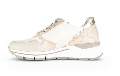 GABOR - 86.588.53 LOW WEDGE LACED FASHION SHOE - BEIGE LEATHER