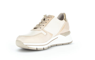 GABOR - 86.588.53 LOW WEDGE LACED FASHION SHOE - BEIGE LEATHER
