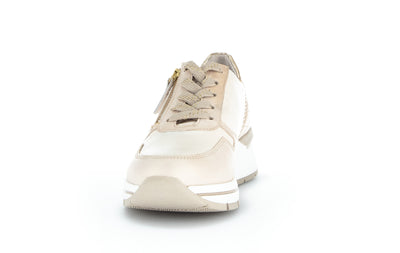 GABOR - 86.588.53 LOW WEDGE LACED FASHION SHOE - BEIGE LEATHER
