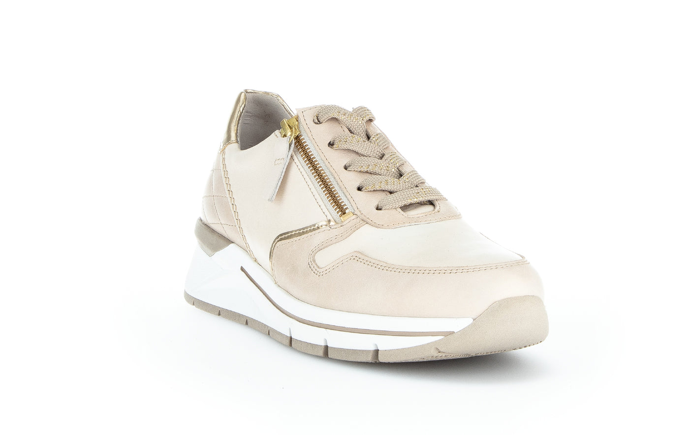 GABOR - 86.588.53 LOW WEDGE LACED FASHION SHOE - BEIGE LEATHER