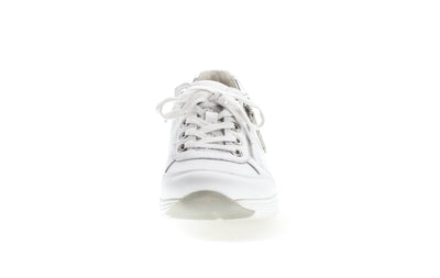 GABOR - 86.973.50 LACED ROLLING SOFT SHOE WITH SIDE ZIP - WHITE/SILVER