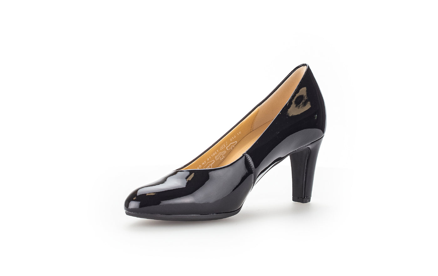 GABOR 91.410.77 MEDIUM HEEL COURT SHOE - BLACK PATENT