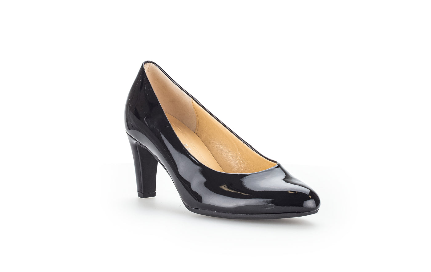 GABOR 91.410.77 MEDIUM HEEL COURT SHOE - BLACK PATENT