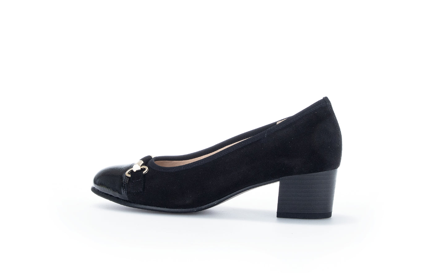 GABOR - 92.223.47 LOW BLOCK HEEL COURT SHOE - BLACK