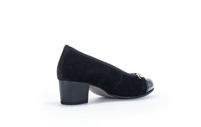 GABOR - 92.223.47 LOW BLOCK HEEL COURT SHOE - BLACK