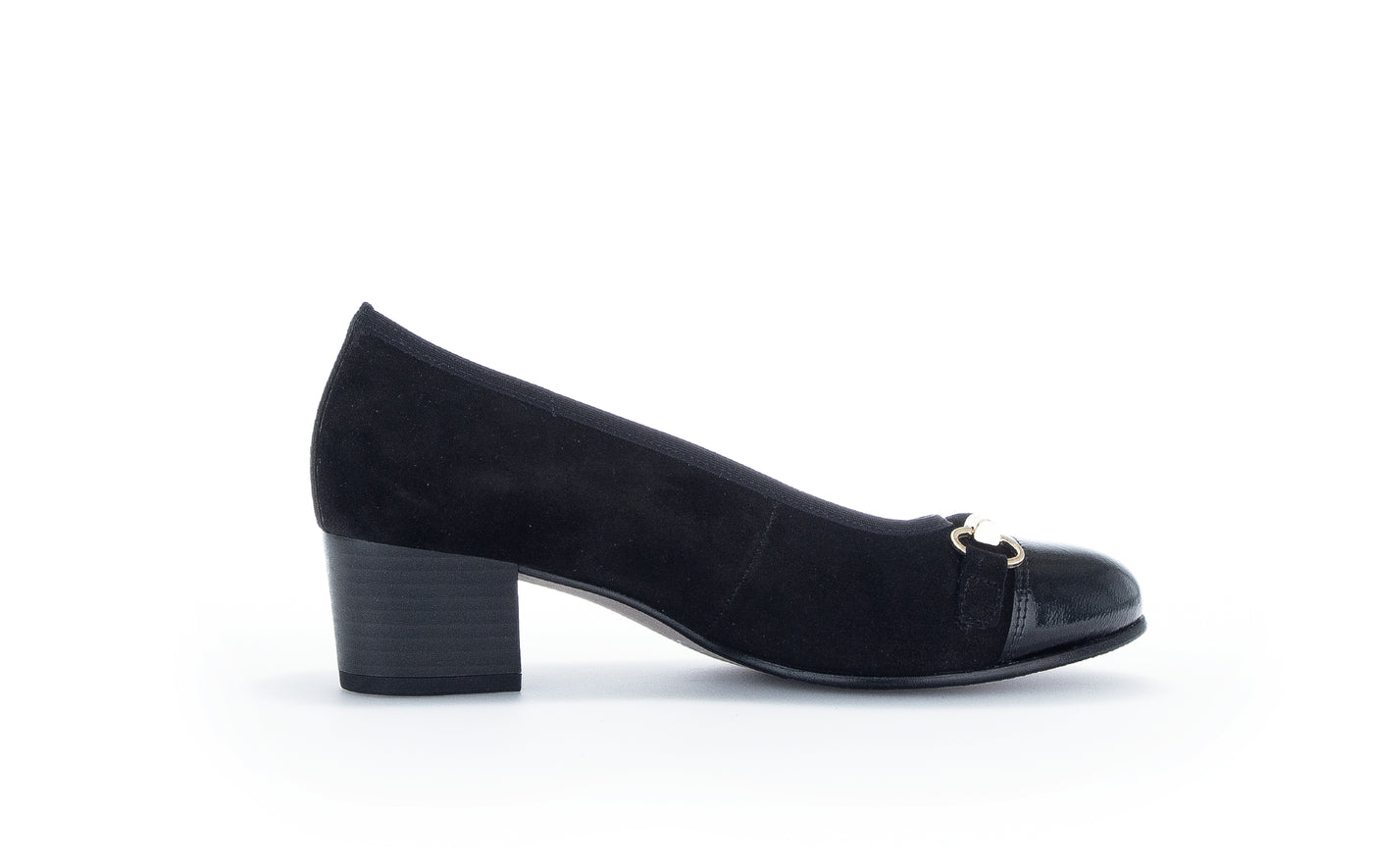 GABOR - 92.223.47 LOW BLOCK HEEL COURT SHOE - BLACK