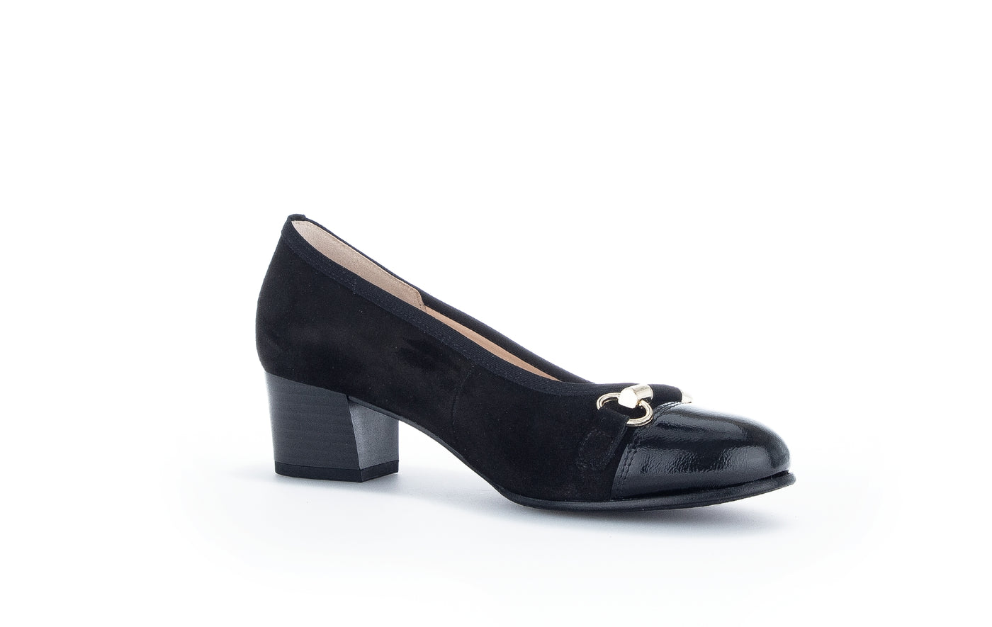 GABOR - 92.223.47 LOW BLOCK HEEL COURT SHOE - BLACK