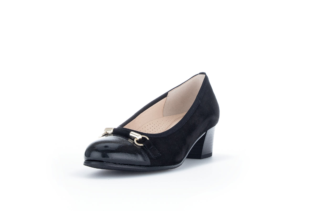 GABOR - 92.223.47 LOW BLOCK HEEL COURT SHOE - BLACK