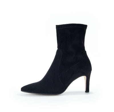 GABOR 95.881.47 MEDIUM HEEL ANKLE BOOT - BLACK SUEDE