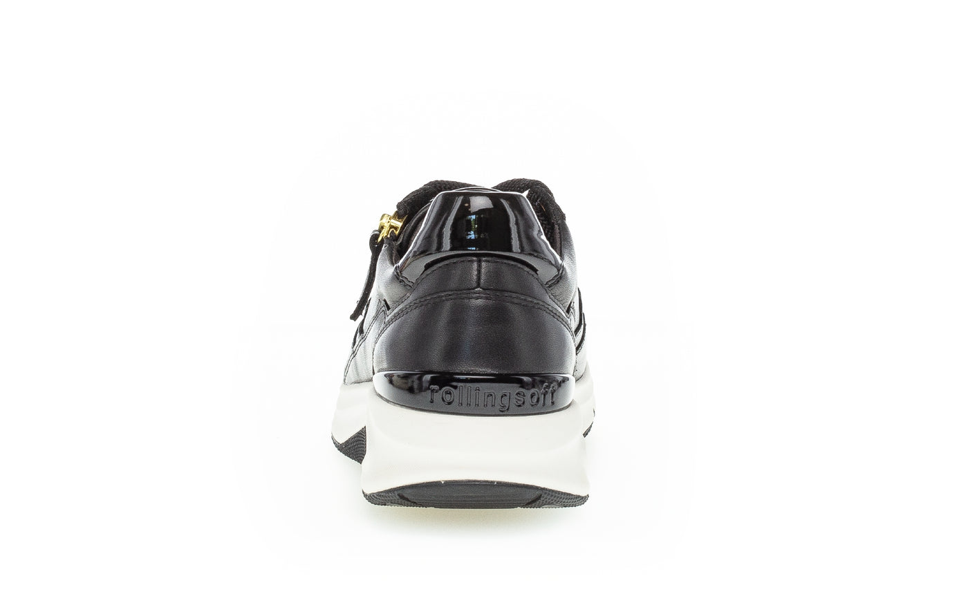 GABOR 96.898.37  ROLLING SOFT LACED SHOE WITH SIDE ZIP - BLACK LEATHER