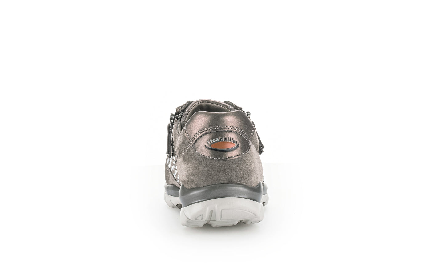 GABOR - 96.968.30 DOUBLE ZIP LACED WALKING SHOE WITH STUD DETAI - GREY SUEDE