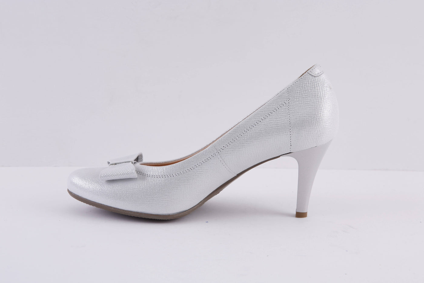 BIOECO - 5897 HIGH HEEL COURT SHOE - SILVER