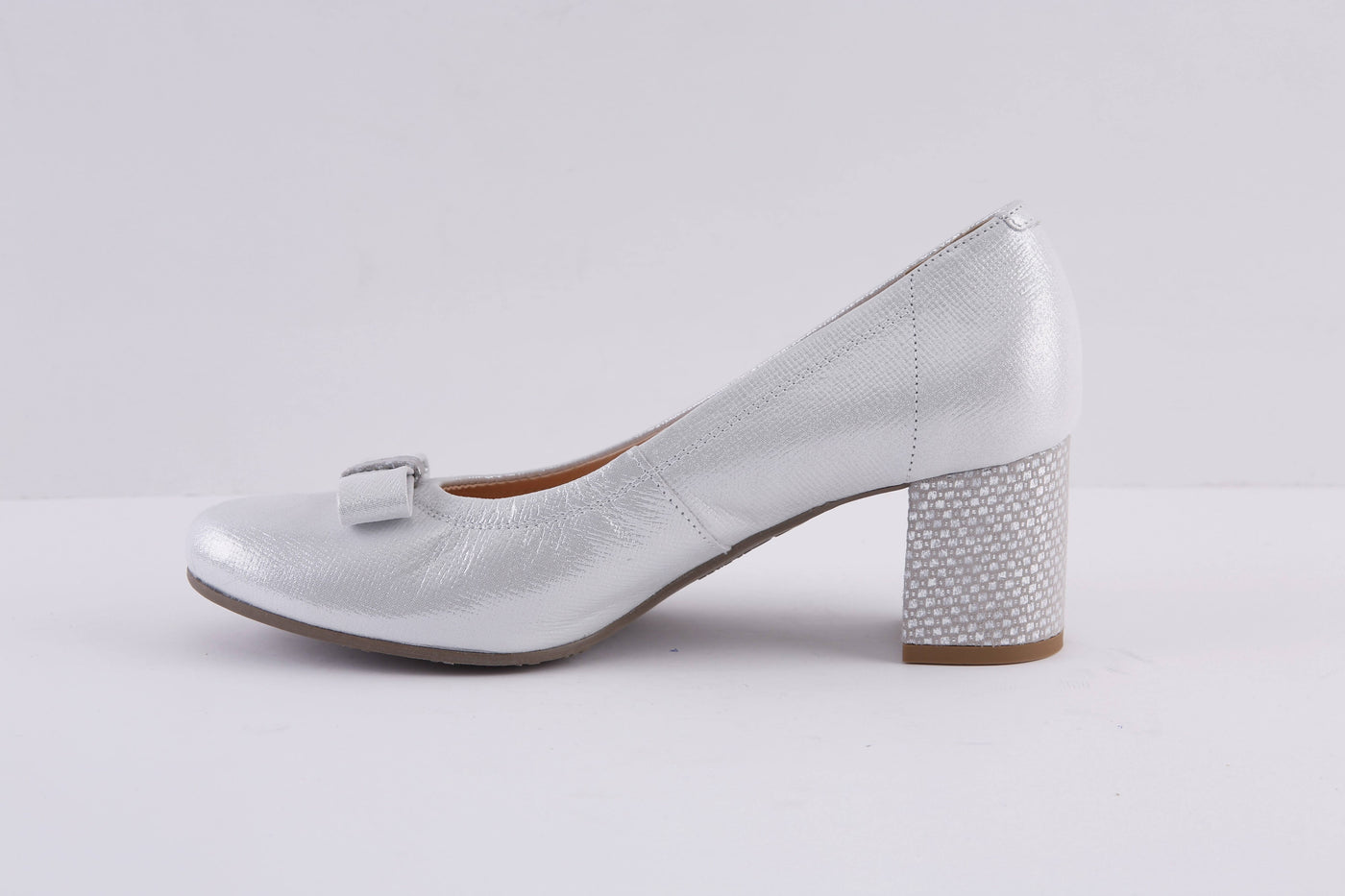 BIOECO - 5856 BOCK HEEL COURT SHOE - SILVER
