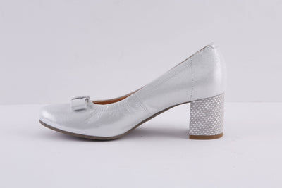 BIOECO - 5856 BOCK HEEL COURT SHOE - SILVER