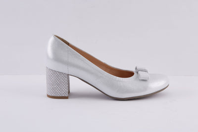 BIOECO - 5856 BOCK HEEL COURT SHOE - SILVER