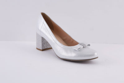 BIOECO - 5856 BOCK HEEL COURT SHOE - SILVER