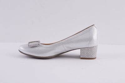 BIOECO - 5632 LOW HEEL COURT SHOE - SILVER