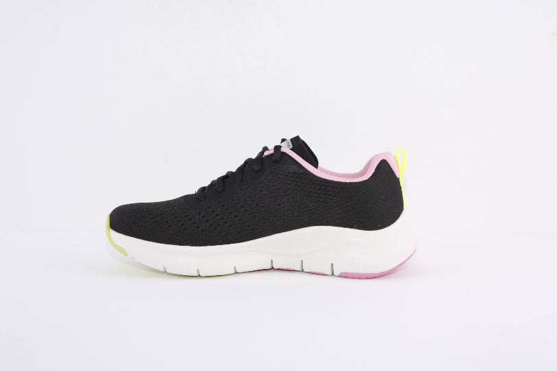 SKECHERS - 149722 ARCH FIT-INFINITY COOL LACED TRAINER - BLACK/PINK/YELLOW