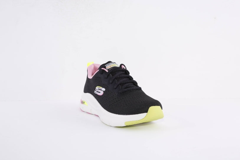 SKECHERS - 149722 ARCH FIT-INFINITY COOL LACED TRAINER - BLACK/PINK/YELLOW