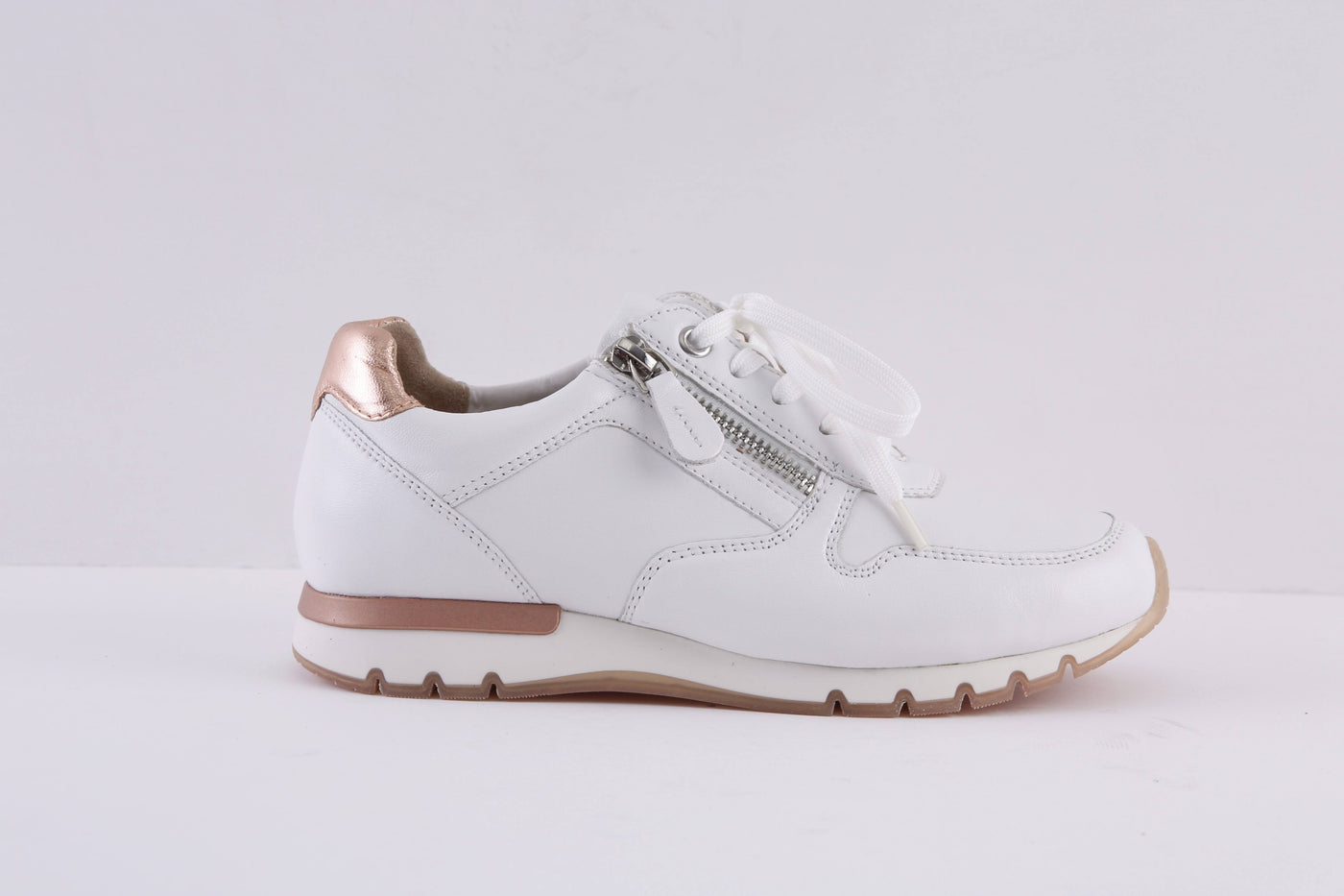 CAPRICE 23601 - 116 LACED/ZIP FASHION SHOE - WHITE/ROSEGOLD
