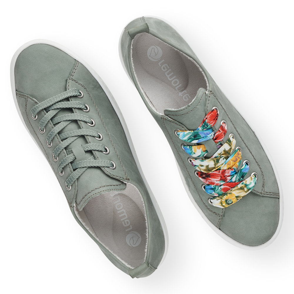 Remonte D0900-52 Flat Fashion Laced Shoe Mint Green Sneakers for