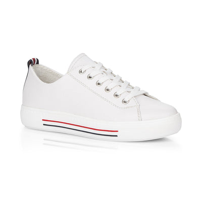REMONTE - FLAT LACED SHOE - WHITE LEATHER