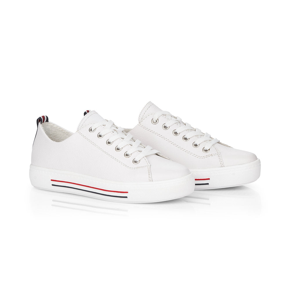 REMONTE - FLAT LACED SHOE - WHITE LEATHER