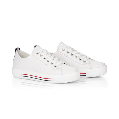 REMONTE - FLAT LACED SHOE - WHITE LEATHER