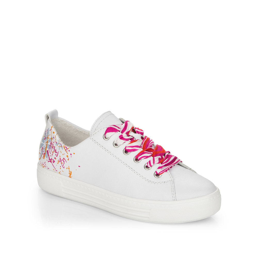 REMONTE - D0900-82- FLAT FASHION LACED SHOE - WHITE MULTI